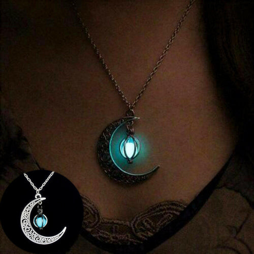 Moon Natural Glowing Stone Healing Necklace Luminous Pendant Jewelry