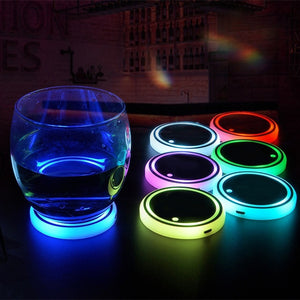 Colorful Cup Holder LED Light-up Solar & USB Charging Non-slip